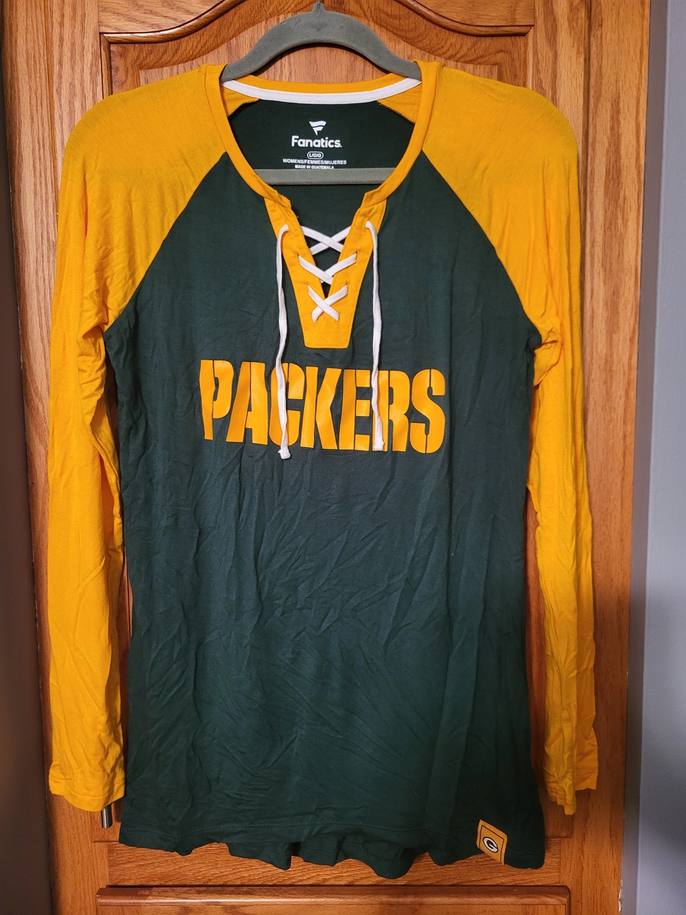 Fanatics Green & Gold Packers Lace-Up Long Sleeve Shirt